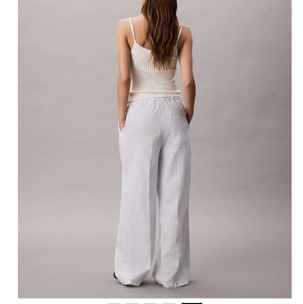 Calvin Klein Light Blue Wide-Leg Drawstring Pants, Size L - Picture 5 of 16